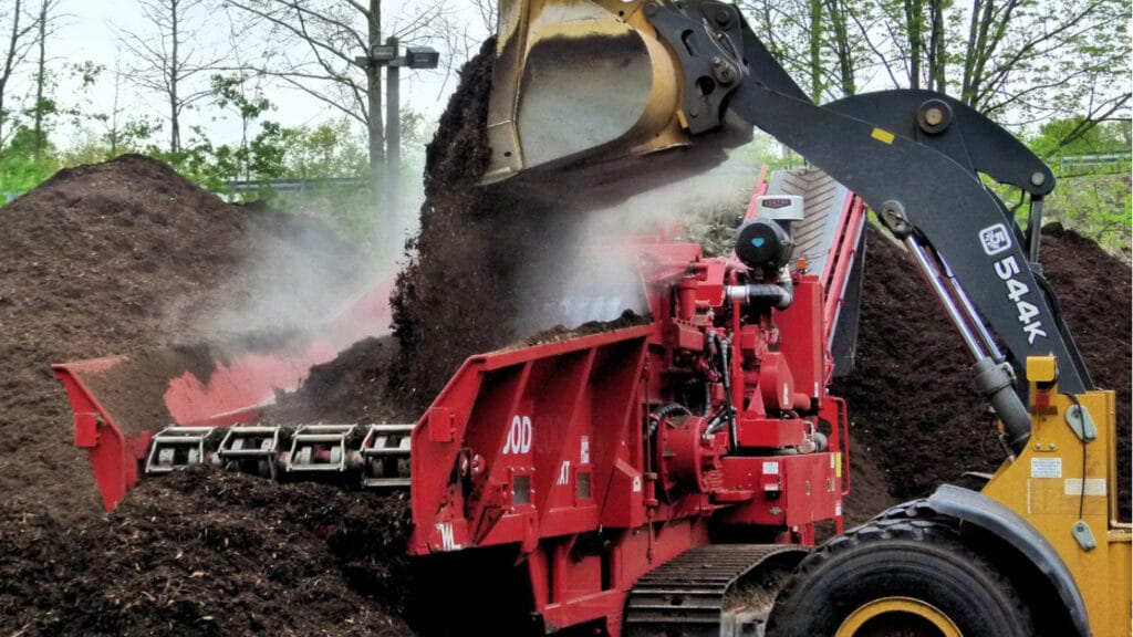 truckload of steaming compost