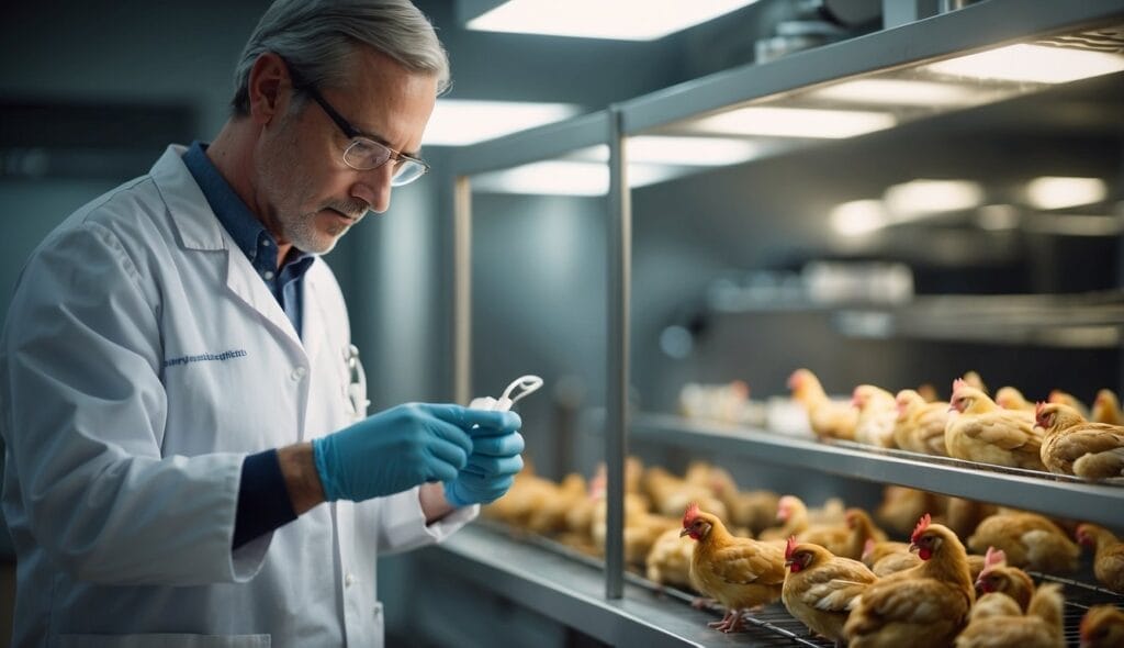 What is Coccidiosis in Chickens?: Prevention and Treatment 5 What is Coccidiosis in Chickens?: Prevention and Treatment veterinarian inspecting chickens GuerillaHomesteader.com